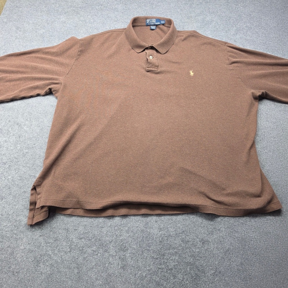 Polo Ralph Lauren Mens XXL Brown Long Sleeve Pony Logo Cotton Polo Shirt
